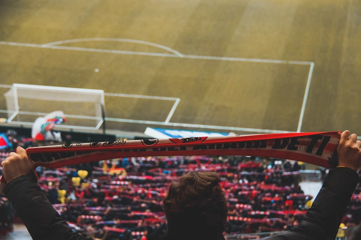 Football fan at stadium